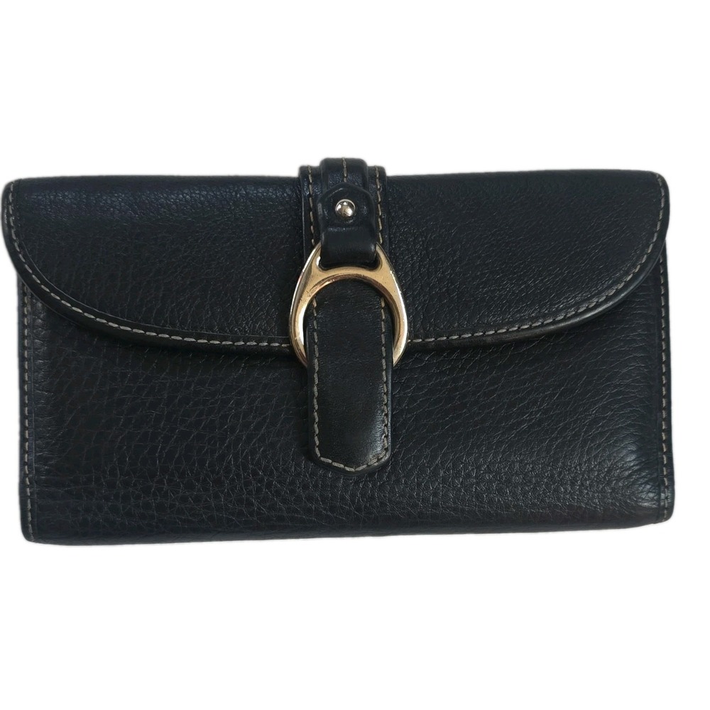 Vintage Dooney & Bourke 1975 Anniversary Black Pebbled Leather Trifold Wallet